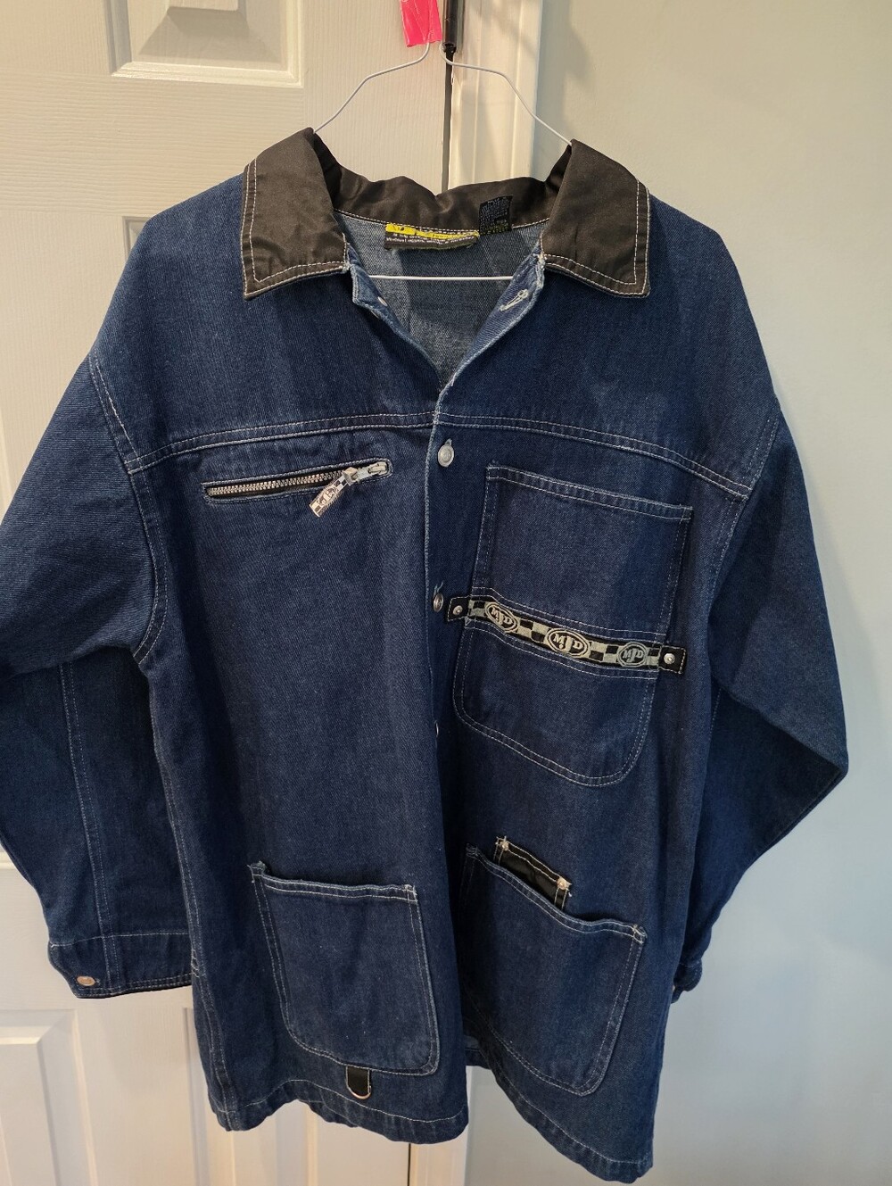 Vintage 90s/Y2K MJD Athletix Denim Utility Chore Jacket Mens Size XL Long Sleeve